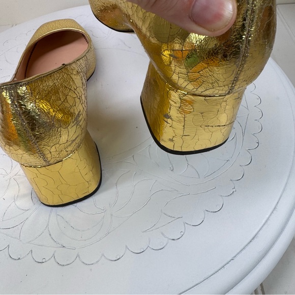 J. Crew Celia gold stack heel pumps - Picture 8 of 13